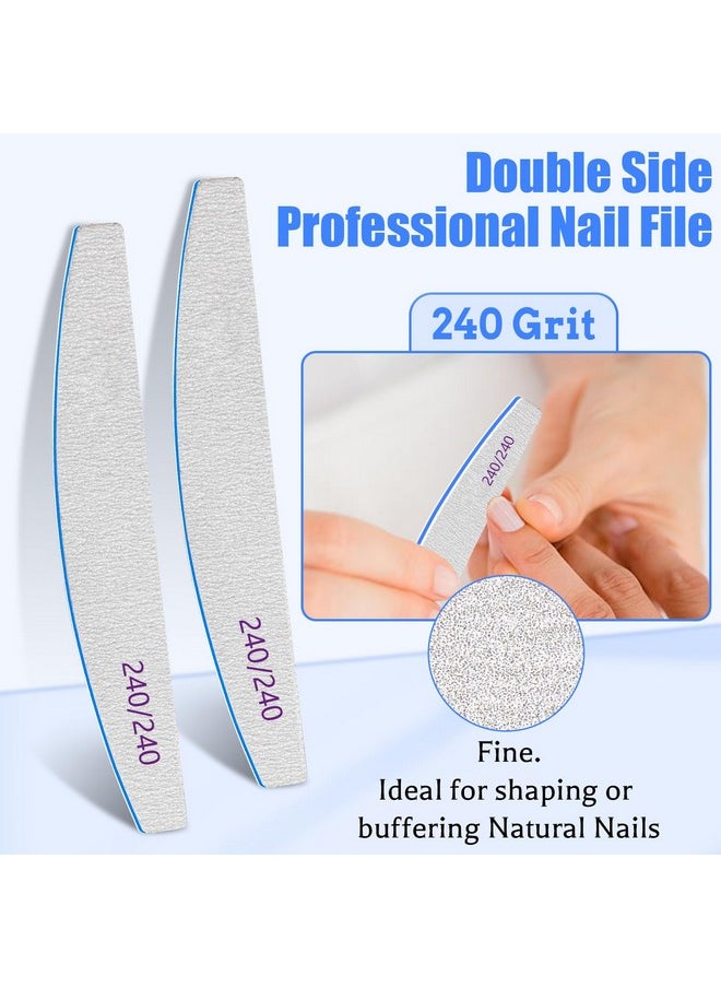 12 PCS Professional Nail File, 240/240 Grit Nail Files for Natural Nails Emery Boards Nail File Doubled Sides Washable Fine Grit Nail File Manicure Tools for Home and Salon Use