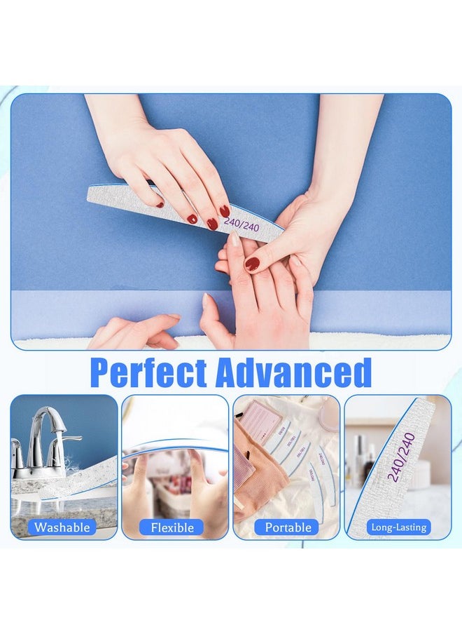 12 PCS Professional Nail File, 240/240 Grit Nail Files for Natural Nails Emery Boards Nail File Doubled Sides Washable Fine Grit Nail File Manicure Tools for Home and Salon Use
