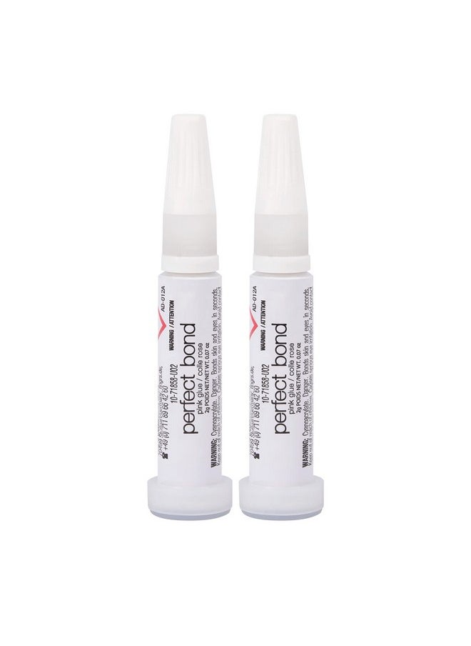 Nailene Perfect Bond Nail Glue - Durable, Easy to Apply False Nail Glue - Repairs Natural Nails - Quick-Drying Nail Adhesive Lasts Up to 7 Days - Pink Tint - 2 g/0.07 oz - 2 Pack