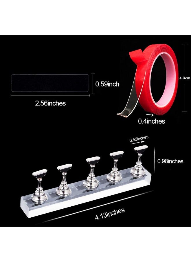 EBANKU Acrylic Nail Display Stand Set, 50Pcs Acrylic Nails Holder Stand with 10M Double Sided Tape for Nails Walls, Magnetic Nail Practice Stand Manicure Tools