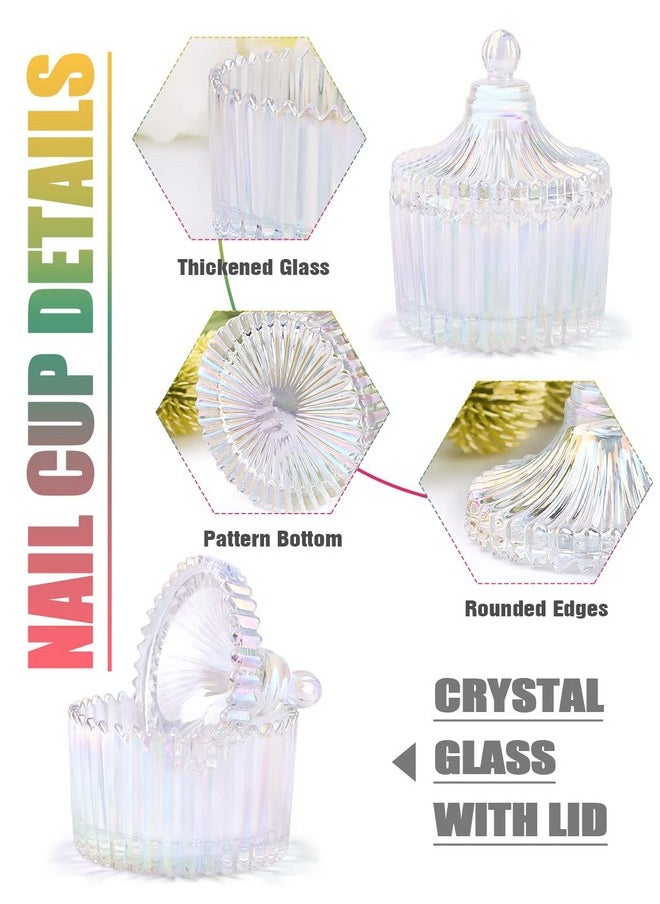 TOROKOM Monomer Dish with Lid Dappen Dish Nail Cup Small Glass Nail Dish for Liquid Powder Monomer Holder Colorful Damping Dapping Dish for Acrylic Nails