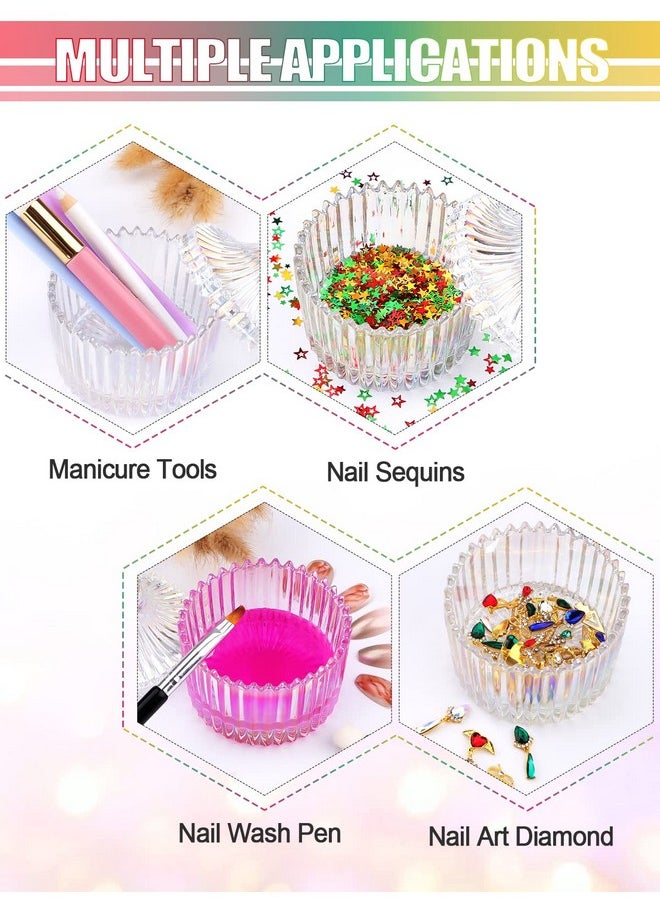 TOROKOM Monomer Dish with Lid Dappen Dish Nail Cup Small Glass Nail Dish for Liquid Powder Monomer Holder Colorful Damping Dapping Dish for Acrylic Nails