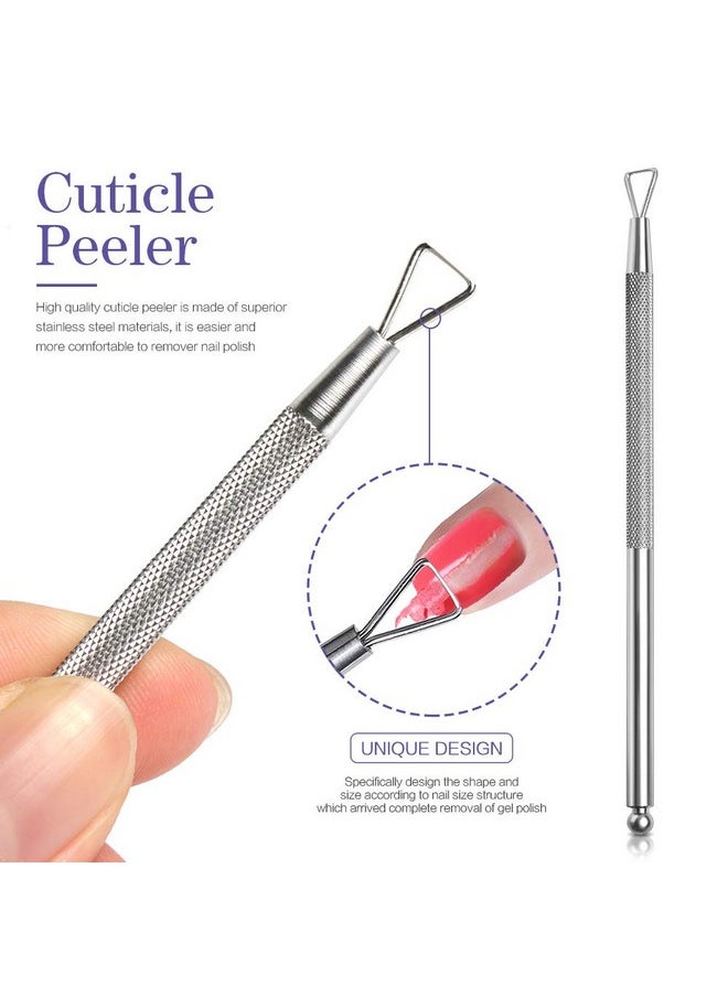 Teenitor Nail Polish Gel Remover Tools Kit with Nail Clips Nail Remover Pads Cuticle Pusher Nail Brushes Nail File Grits 120/180 Buffer Block Grits 400/4000, 6 Pack Purple