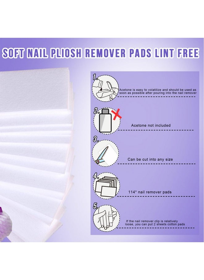 Teenitor Nail Polish Gel Remover Tools Kit with Nail Clips Nail Remover Pads Cuticle Pusher Nail Brushes Nail File Grits 120/180 Buffer Block Grits 400/4000, 6 Pack Purple