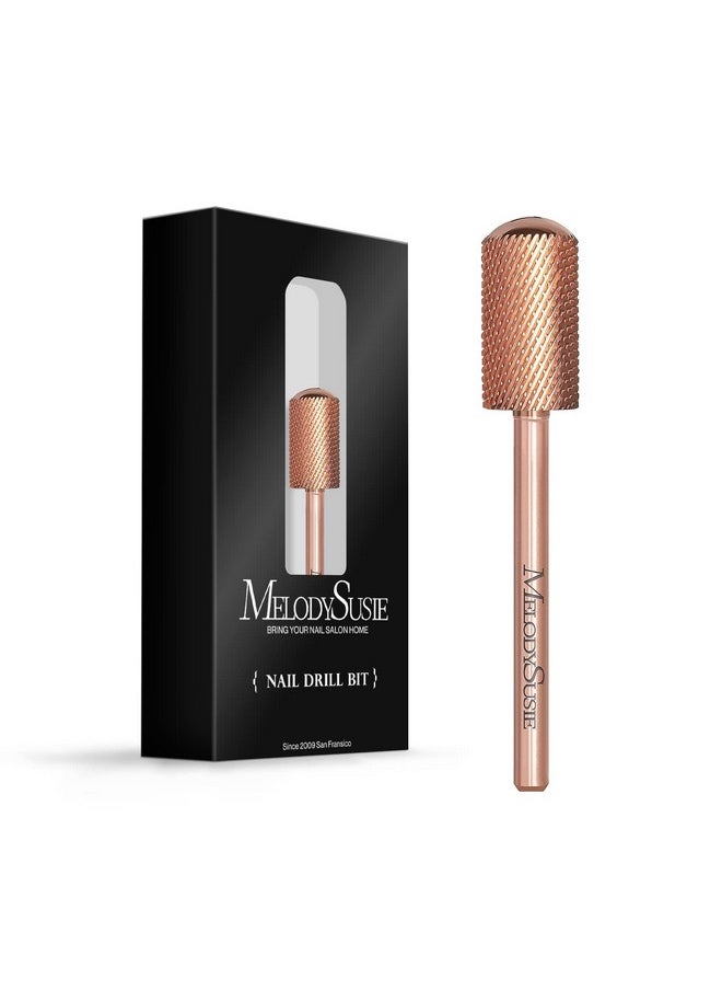 MelodySusie Safety Nail Drill Bits, 3/32'' Smooth Round Top Large Barrel Carbide Bits, Suitable for Manicure Pedicure Cuticle Gel Polishing, Beginners Bits, Rose Gold, Series Bit-S, Fine