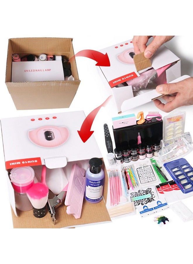 Acrylic Nail Art Kit-Nail Art Manicure Set Acrylic Powder Brush Glitter File French Tips U V Lamp Nail Art Decoration Tools Nail Drill kit for beginners with everything at home