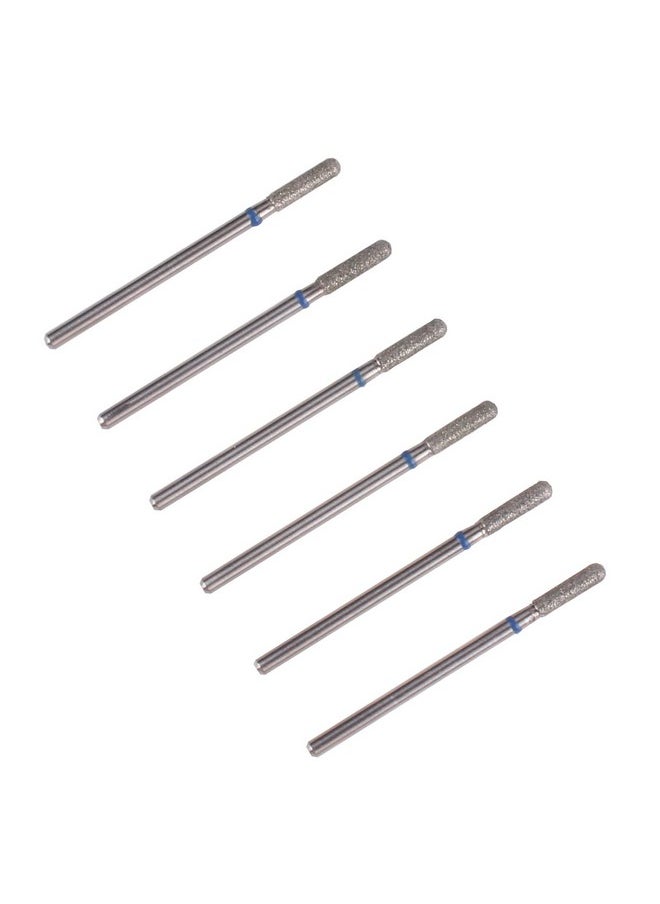 MZCMSL Cylinder Cuticle Drill Bits Set, 6pcs Round Top Russian Manicure Bits, 3/32 Shank efile Bit (Medium)