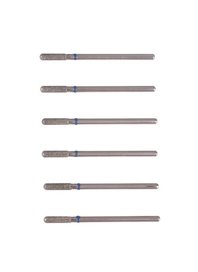 MZCMSL Cylinder Cuticle Drill Bits Set, 6pcs Round Top Russian Manicure Bits, 3/32 Shank efile Bit (Medium)