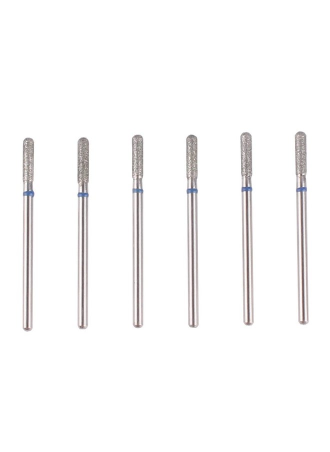 MZCMSL Cylinder Cuticle Drill Bits Set, 6pcs Round Top Russian Manicure Bits, 3/32 Shank efile Bit (Medium)