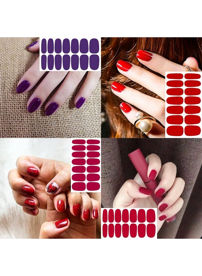 JERCLITY 24 Sheets Glitter Solid Color Nail Polish Strips with Nail File Nail Wraps Nail Polish Stickers Self-Adhesive Nail Stickers Full Nail Wraps for Women Nail Art