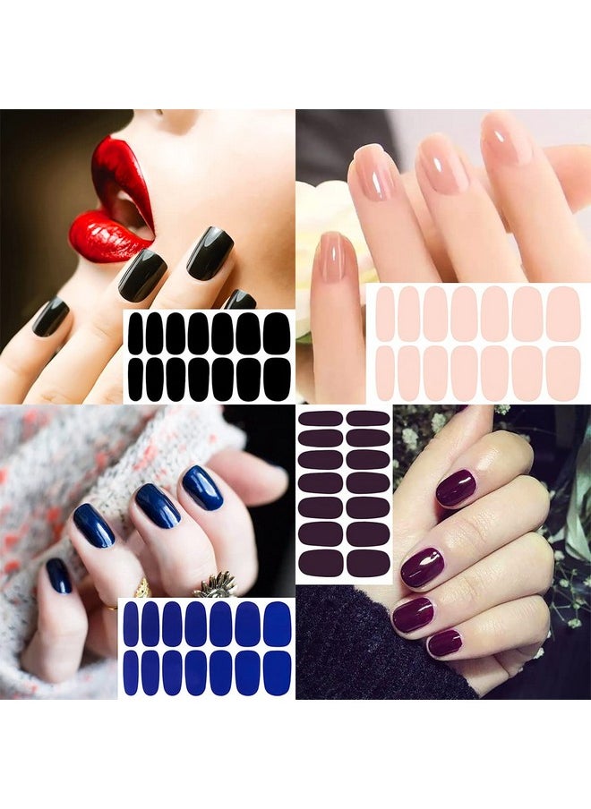 JERCLITY 24 Sheets Glitter Solid Color Nail Polish Strips with Nail File Nail Wraps Nail Polish Stickers Self-Adhesive Nail Stickers Full Nail Wraps for Women Nail Art
