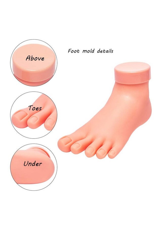 AORAEM Practice Fake Foot Flexible Movable Soft Silicone Fake Foot Tool for Nails Training Display Pink