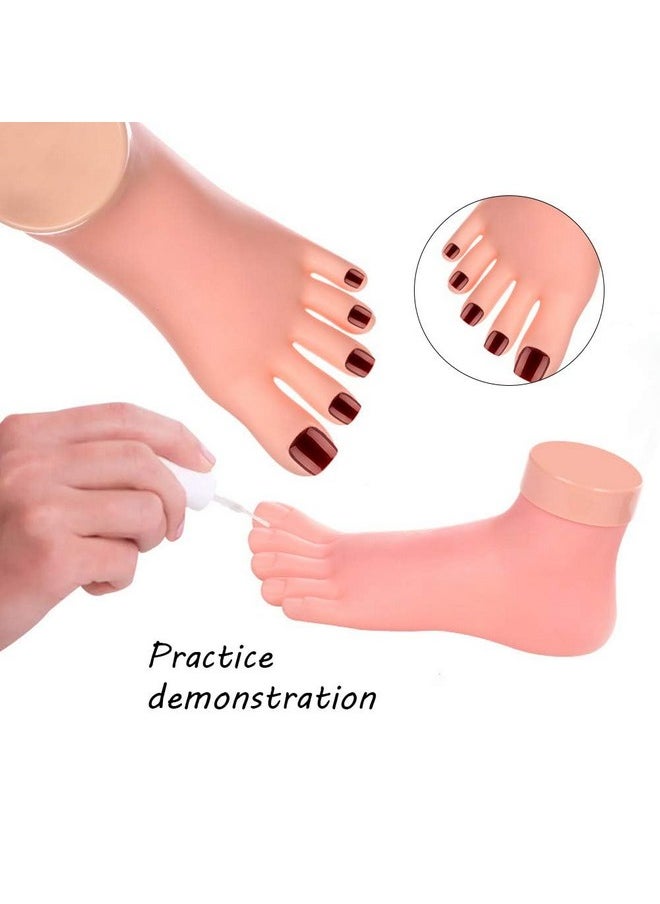 AORAEM Practice Fake Foot Flexible Movable Soft Silicone Fake Foot Tool for Nails Training Display Pink
