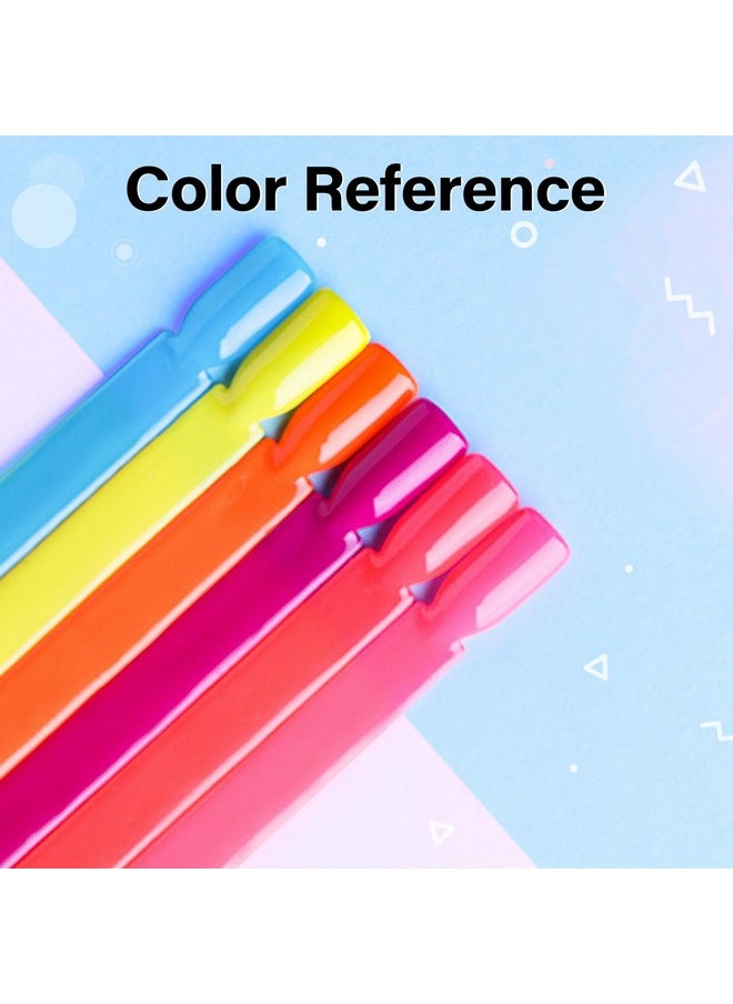 AIMEILI Hot Pink Neon Gel Nail Polish Soak Off Summer Yellow Gel Nail Lacquer, Neon Pink Neon Orange Blue Purple Nail Polish Color Gel Set Of 6pcs X 10ml - Kit Set 11