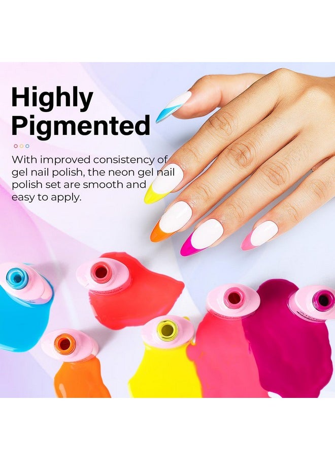 AIMEILI Hot Pink Neon Gel Nail Polish Soak Off Summer Yellow Gel Nail Lacquer, Neon Pink Neon Orange Blue Purple Nail Polish Color Gel Set Of 6pcs X 10ml - Kit Set 11