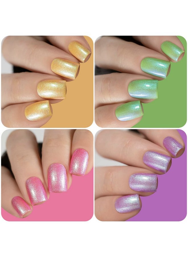 Vishine Gel Nail Polish Kit, The Hologram Collection Nail Art 6 Colors Holographic Pink Golden Green Lime Blue Purple Soak Off Nail Lamp Gel Polish Set DIY Manicure 8ml