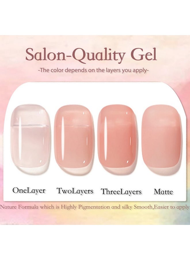 AHAMIOU Gel Nail Polish Nude Gel Polish Kit Sheer Milky White Icy Jelly Translucent Gel Polish Set Color Neutral Soak Off Art Home DIY Manicure Salon Varnish(Milky Pink)