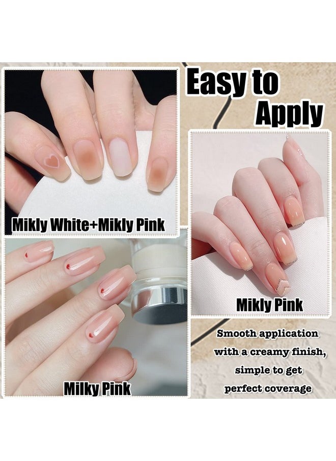 AHAMIOU Gel Nail Polish Nude Gel Polish Kit Sheer Milky White Icy Jelly Translucent Gel Polish Set Color Neutral Soak Off Art Home DIY Manicure Salon Varnish(Milky Pink)