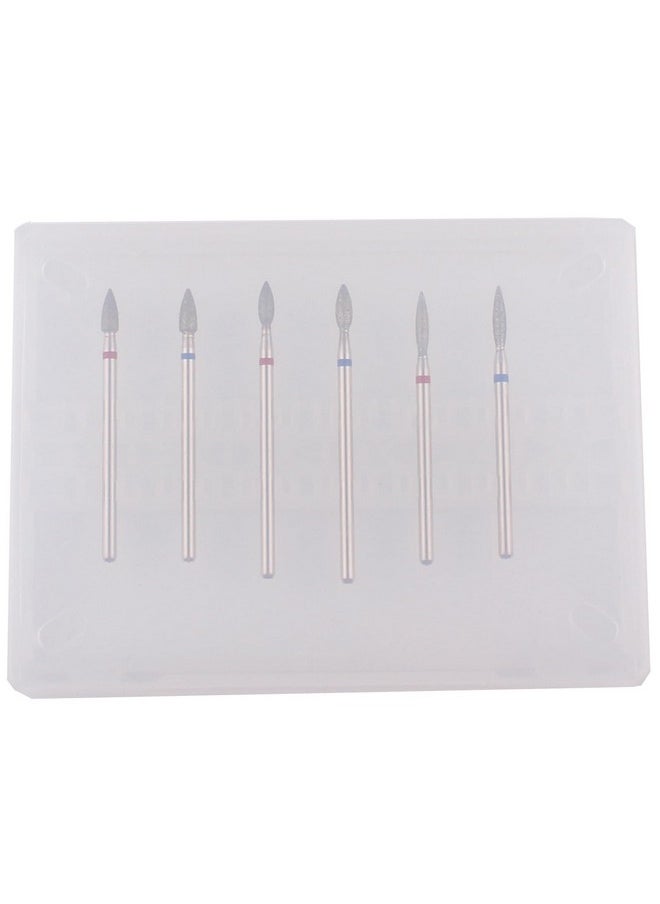 MZCMSL 6pcs Flame Shape Diamond Cuticle Nail Drill Bit, Pro Manicure Drill Bit for Nail Prep, 3/32 Shank efile Bit