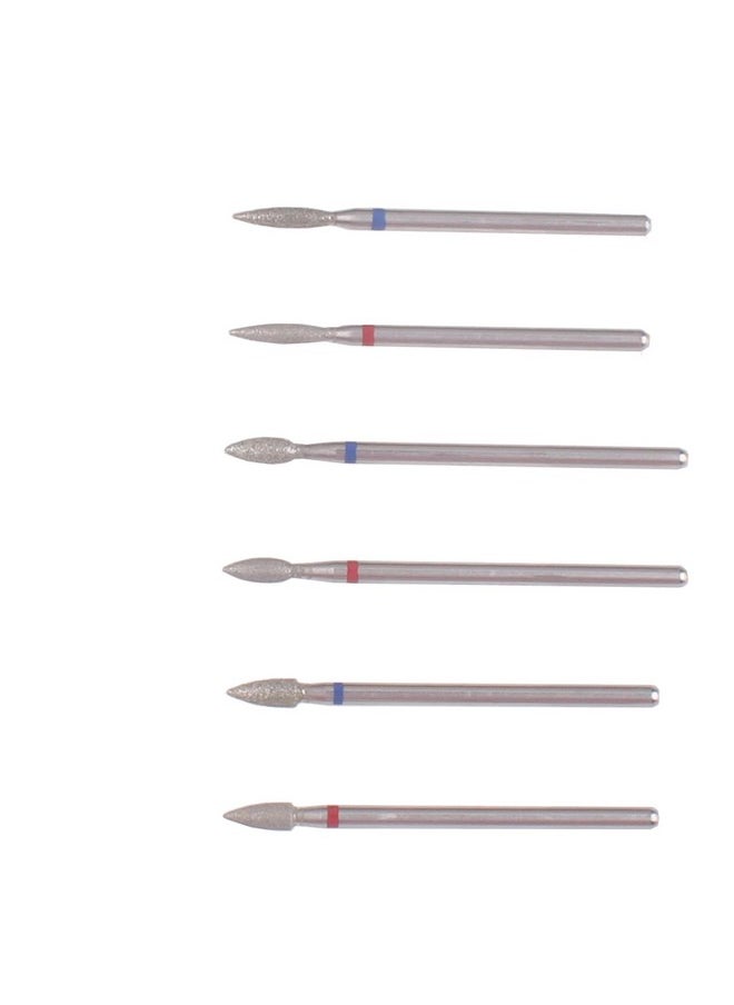 MZCMSL 6pcs Flame Shape Diamond Cuticle Nail Drill Bit, Pro Manicure Drill Bit for Nail Prep, 3/32 Shank efile Bit