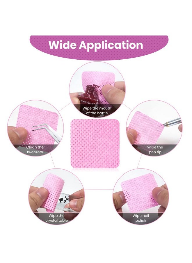 1000 PCS Lint Free Nail Wipes,Eyelash Extension Glue Wipes with Container,Super Absorbent Soft Non-Woven Fabric Lash Glue Wipes,Lint Free Wipe for Lash Extension Supplies & Nail Polish Remover-Pink