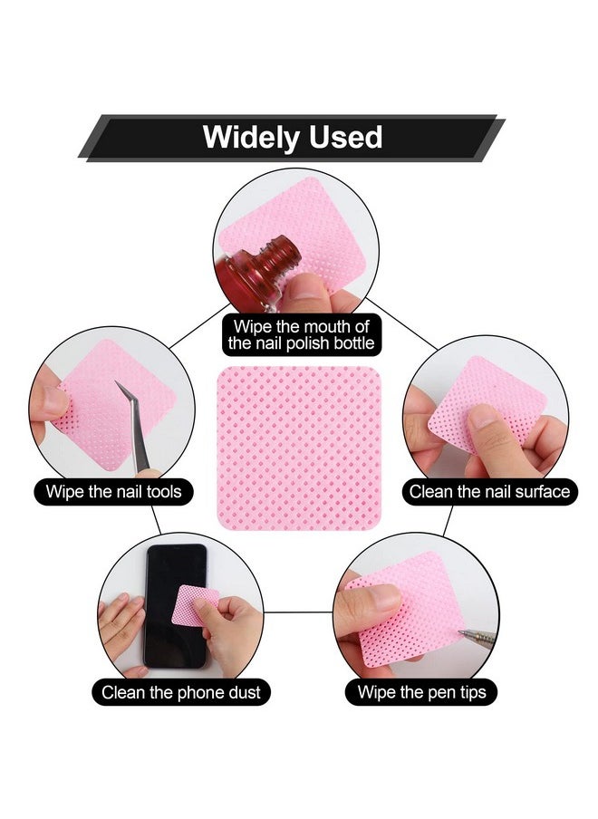 400 pieces nail cotton pads,1 pull-down pump dispenser bottle, super absorbent soft non-woven eyelash glue wipes, nail polish dehumidifier for eyelash extension products and nail oil bottle (pink)