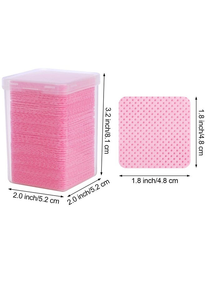 400 pieces nail cotton pads,1 pull-down pump dispenser bottle, super absorbent soft non-woven eyelash glue wipes, nail polish dehumidifier for eyelash extension products and nail oil bottle (pink)