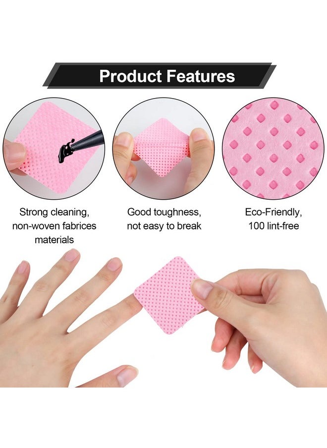 400 pieces nail cotton pads,1 pull-down pump dispenser bottle, super absorbent soft non-woven eyelash glue wipes, nail polish dehumidifier for eyelash extension products and nail oil bottle (pink)