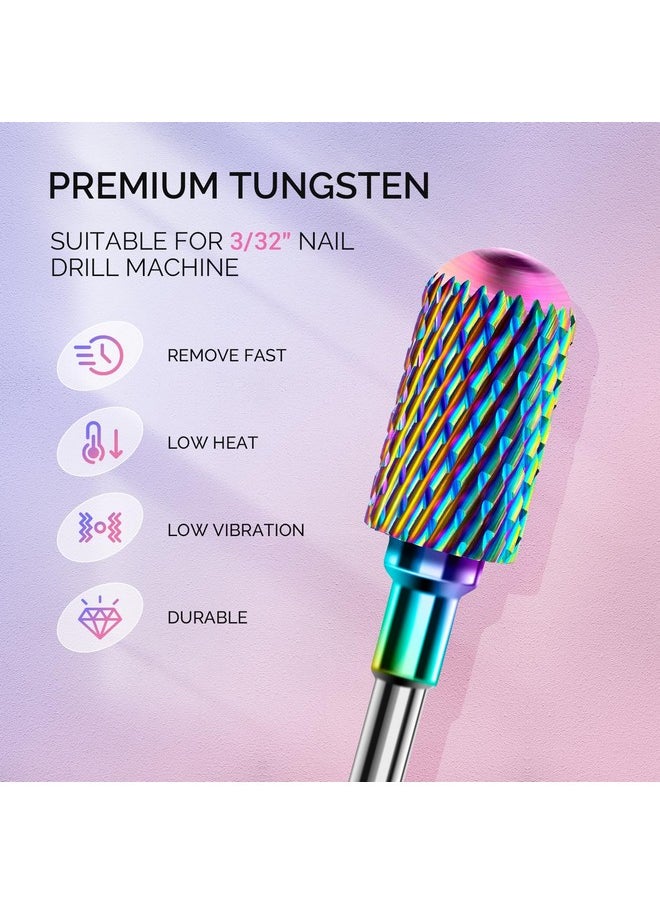 MelodySusie Nail Drill Bits Set, 7pcs Tungsten Carbide Diamond Nail Drill Bits for Acrylic Nails Poly Gel Cuticle Remove, 3/32'' Professional Nail Bits for Nail Drill Efile, Manicure Pedicure Tools