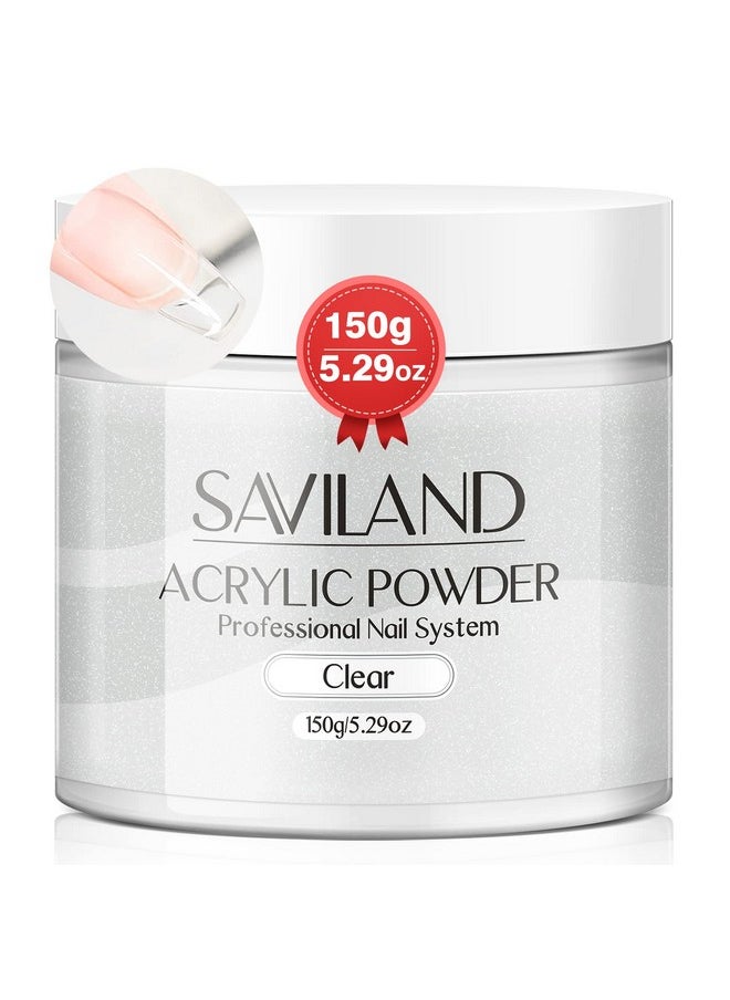 Saviland Clear Acrylic Powder 5.29OZ Large Capacity Acrylic Nail Powder Polymer Beginner Friendly Long Lasting No Need Nail Lamp Professional Acrylic Powder for French Manicure Nail Carving