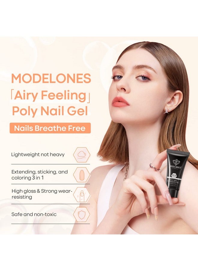 MODELONES Poly Nail Gel Builder 50ML 1.76oz Clear Color Nail Extension Gel Enhancement Nail Thickening Acrylic Extension Trial Professional Technician Tool