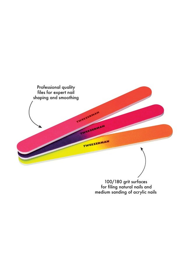 Tweezerman Piece Neon Hot Nail Files, Assorted 3 Count