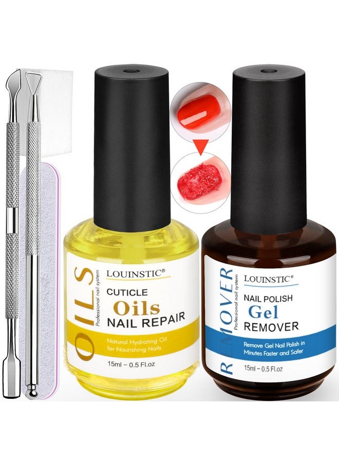 Gel Nail Polish Remover,Professional Gel Polish Remover Kit with Cuticle Oil for Nails(1pc nail file,cuticle pusher)