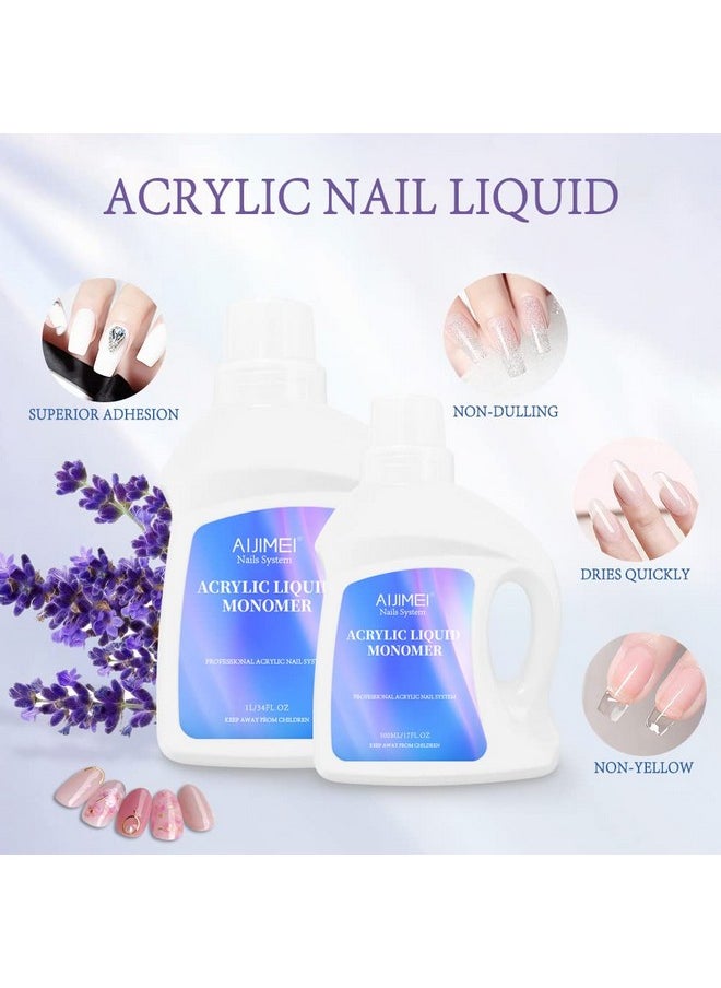 AIJIMEI Acrylic Monomer Acrylic Liquid Acrylic Liquid Monomer For Acrylic Powder Acrylic Nail Liquid Monomer For Acrylic Nails Acrylic For Nails Powders & Liquids Acrylic Nail Powder (34 FL.OZ/1L)