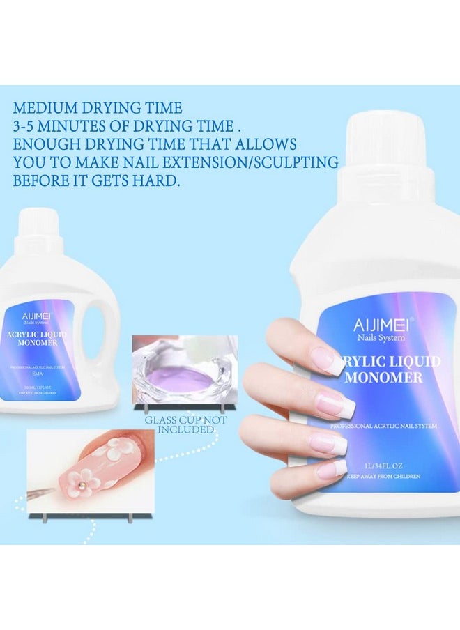 AIJIMEI Acrylic Monomer Acrylic Liquid Acrylic Liquid Monomer For Acrylic Powder Acrylic Nail Liquid Monomer For Acrylic Nails Acrylic For Nails Powders & Liquids Acrylic Nail Powder (34 FL.OZ/1L)