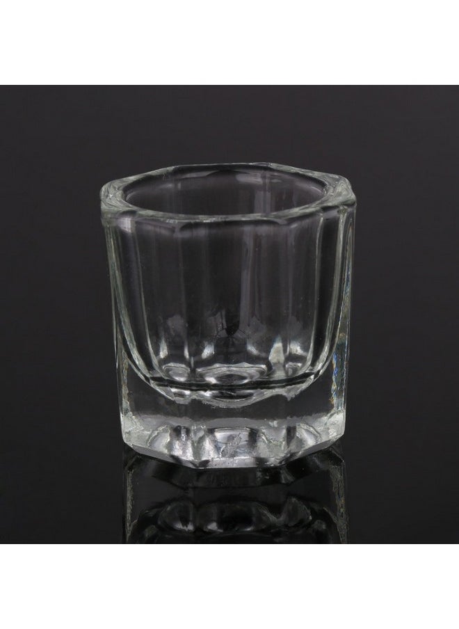 Rolabling Glass Crystal Dappen Dish Nail Art Acrylic Powder Holder Liquid Cup for Manicure Tools(2 pcs no lid)