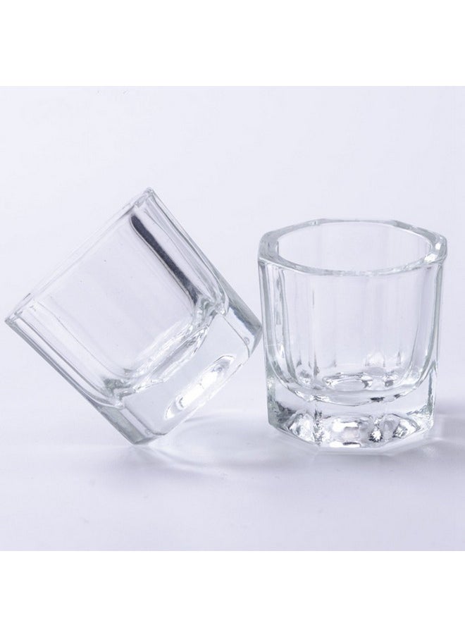 Rolabling Glass Crystal Dappen Dish Nail Art Acrylic Powder Holder Liquid Cup for Manicure Tools(2 pcs no lid)