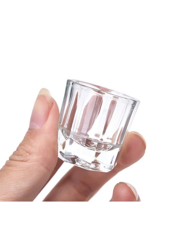 Rolabling Glass Crystal Dappen Dish Nail Art Acrylic Powder Holder Liquid Cup for Manicure Tools(2 pcs no lid)