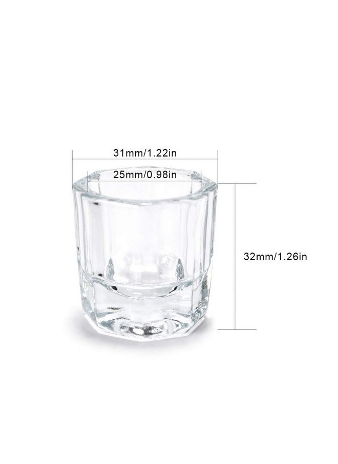 Rolabling Glass Crystal Dappen Dish Nail Art Acrylic Powder Holder Liquid Cup for Manicure Tools(2 pcs no lid)