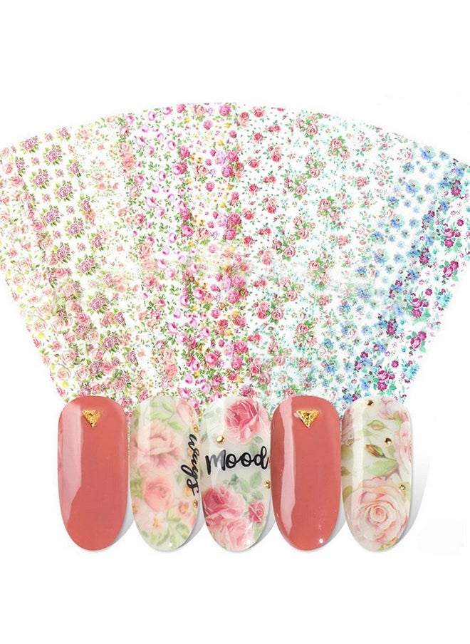JERCLITY 150 Pieces Nail Art Foil Transfer Sticker Set Marbling Leopard Print Flower Nail Polish Foil Adhesive Decals for Women Girls Nail Art Decoration(1.57X7.87inch)