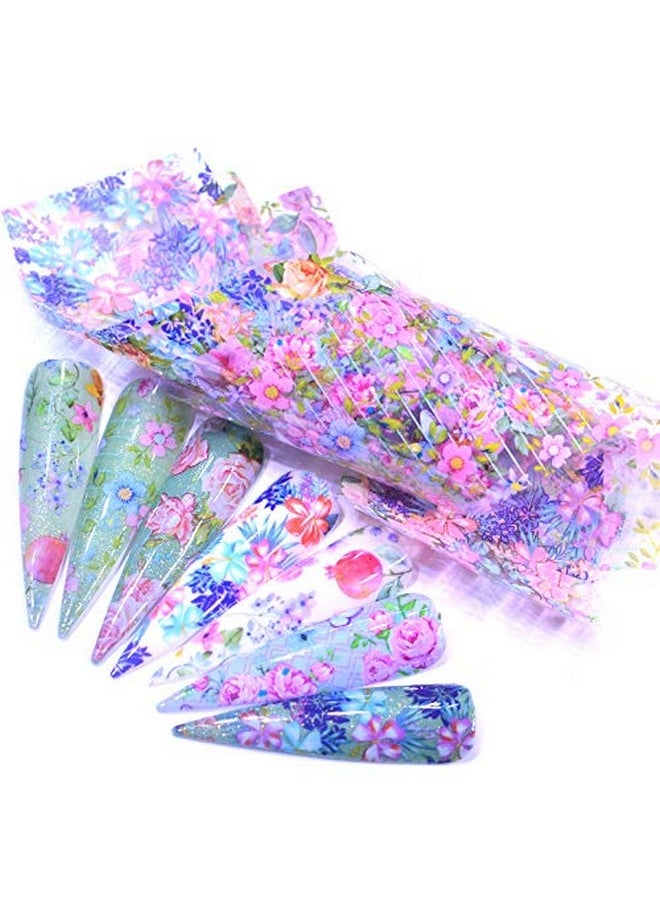 JERCLITY 150 Pieces Nail Art Foil Transfer Sticker Set Marbling Leopard Print Flower Nail Polish Foil Adhesive Decals for Women Girls Nail Art Decoration(1.57X7.87inch)