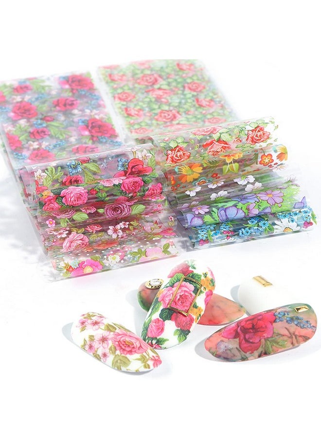 JERCLITY 150 Pieces Nail Art Foil Transfer Sticker Set Marbling Leopard Print Flower Nail Polish Foil Adhesive Decals for Women Girls Nail Art Decoration(1.57X7.87inch)