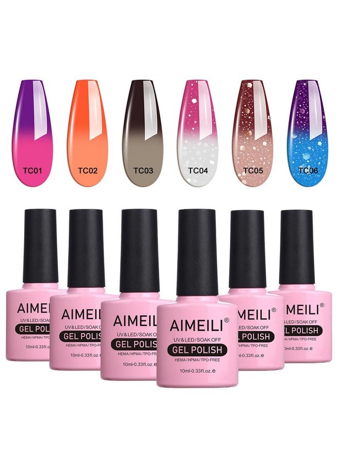 AIMEILI Temperature Color Mood Changing Soak Off Hema Free Chameleon Gel Nail Polish Set Of 6pcs X 10ml- Kit Set 13