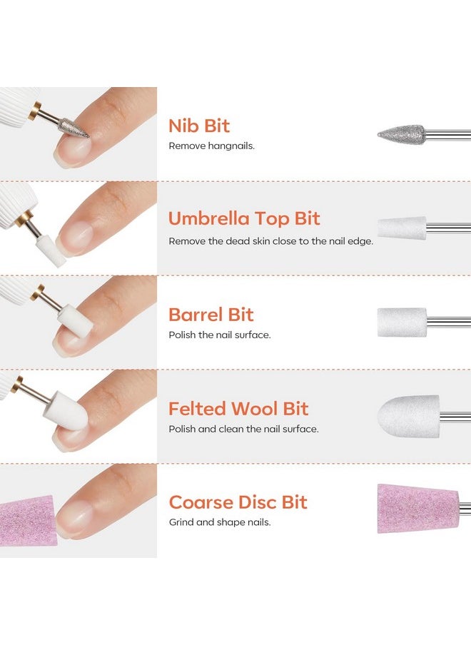 Modelones 24 Pcs Nail Drill Bit Set, 3/32” Ceramic Diamond Carbide Nail Drill Bits, Acrylic Gel Nail Bit Kit, Cuticle Remover Bits for Acrylic Gel Dip Powder Nail Manicure Pedicure