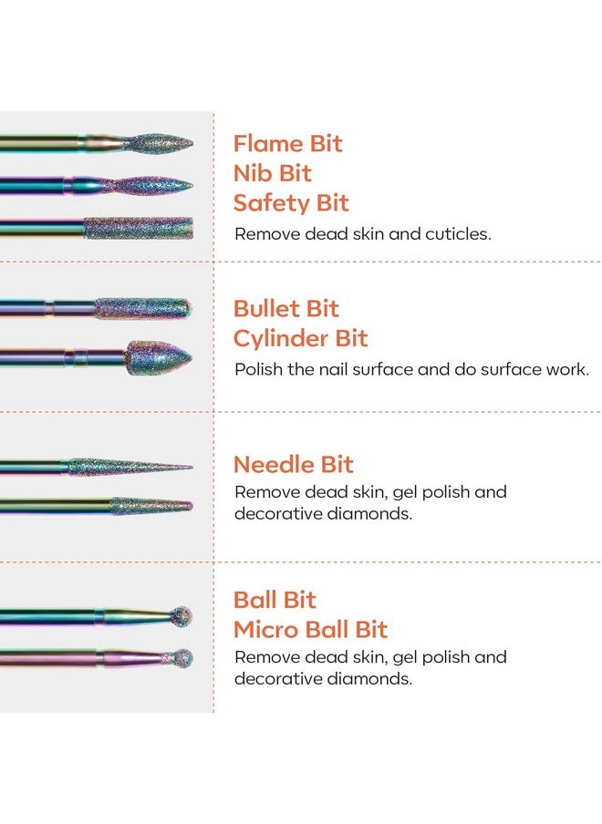 Modelones 24 Pcs Nail Drill Bit Set, 3/32” Ceramic Diamond Carbide Nail Drill Bits, Acrylic Gel Nail Bit Kit, Cuticle Remover Bits for Acrylic Gel Dip Powder Nail Manicure Pedicure
