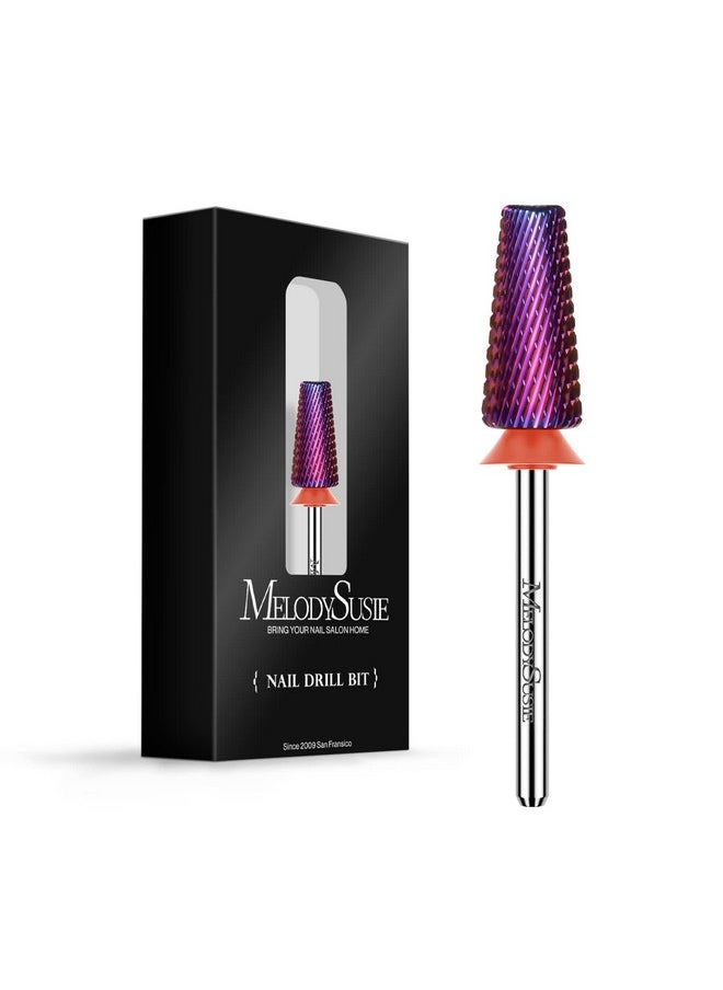 MelodySusie Professional 5 in 1 Nail Drill Bits, 3/32'' Carbide Tungsten Multi-function Bits, Suitable for Manicure Pedicure Cuticle Gel Polishing, Technicians Bits, Purple, Series Bit-M, Fine