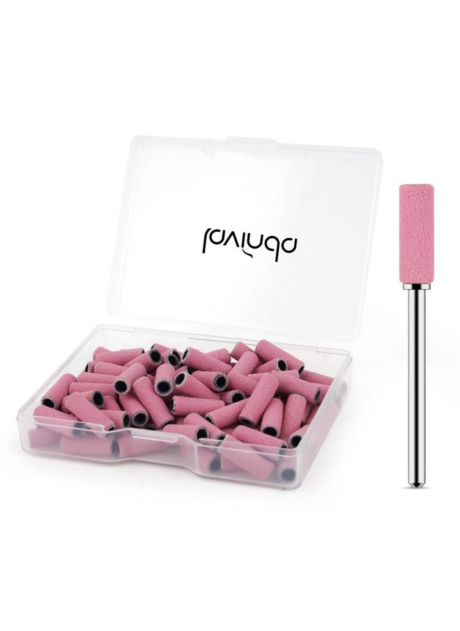 Lavinda Small Sanding Bands Nail Drill Bit, 80 Piece Extra Fine Sanding Bands for Nail Drill with 3.1mm Mandrel Bit for Acrylic Nails Gel Removing Shaping Polishing Nail Salon Use (240 Grit, Pink)