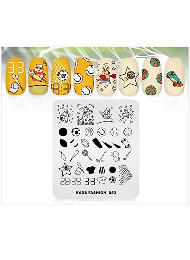 Rolabling Nail Stamping Plate Fashion Sport Football Soccer Baseball Hockey Theme Multi-Pattern Stamp Print Image Stamp Template Nail Art for Nail Design