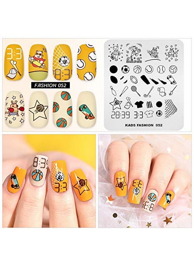 Rolabling Nail Stamping Plate Fashion Sport Football Soccer Baseball Hockey Theme Multi-Pattern Stamp Print Image Stamp Template Nail Art for Nail Design