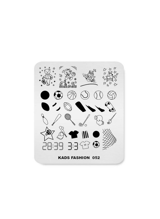 Rolabling Nail Stamping Plate Fashion Sport Football Soccer Baseball Hockey Theme Multi-Pattern Stamp Print Image Stamp Template Nail Art for Nail Design